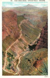 Phoenix Arizona AZ, 1927 Fish Creek, Grade Apache Trail, Vintage Postcard