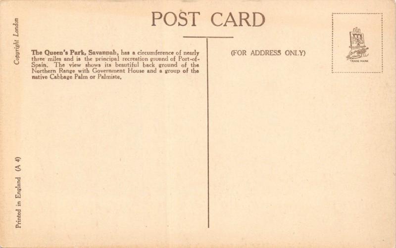 TRINIDAD BRITISH WEST INDIES-QUEENS PARK TO SAVANNAH-SEPIA-RAPHAEL TUCK POSTCARD