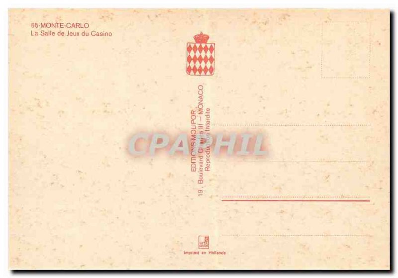 Old Postcard Monte Carlo Casino The Game Room