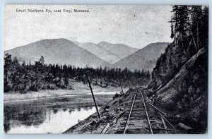 Troy Montana MT Postcard Great Northern Railway Railroad c1910 Vintage Antique