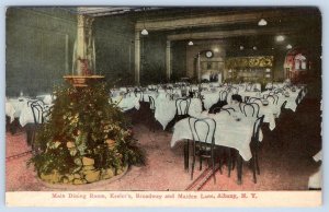 1910's KEELER'S RESTAURANT INTERIOR DINING ROOM ALBANY NEW YORK ANTIQUE POSTCARD