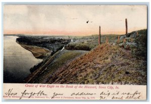 1906 Grave of War Eagle on the Bank of Missouri Sioux City IA Postcard