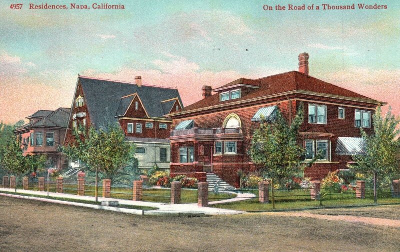 Vintage Postcard 1910's On The Road of Thousand Wonders Residences Napa Calif.