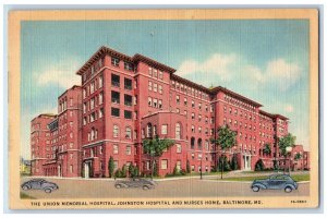 1940 Union Memorial Hospital Johnston Hospital Nurses Home Baltimore MD Postcard 