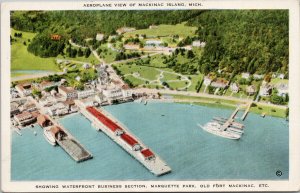 Mackinac Island MI Waterfront Aerial View c1949 Postcard G40