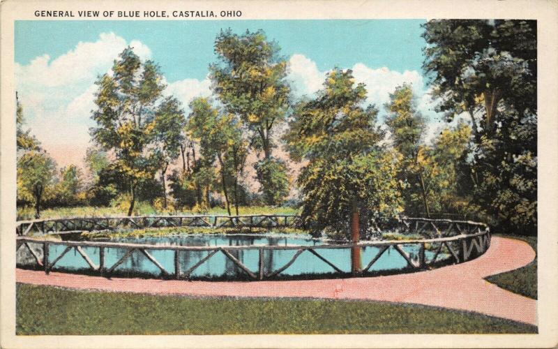 CASTALIA OHIO~BLUE HOLE WINTER & SUMMER VIEW-LOT OF 2 POSTCARDS