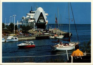 Postcard ON Tobermory Chi-Cheemaun Largest Car Ferry on Great Lakes 1980s S107