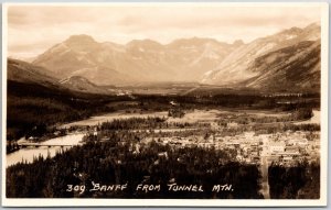 Banff From Tunnel Mountain Alberta Canada Real Photo RPPC Postcard