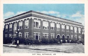 D74/ Blytheville Arkansas AR Postcard 1946 City Hall Building