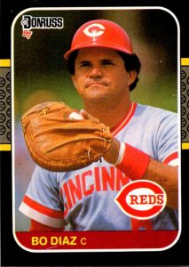 1987 DONRUSS Baseball Card Bo Diaz C Cincinnati Reds sun0536