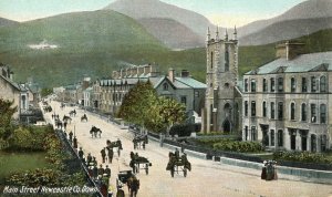 Postcard Antique View of Main Street in Newcastle County,Down, Ireland.   K2