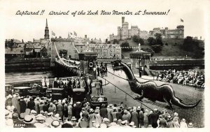  Loch Ness Monster London Bridge Illus Crowd Castle RPPC Real Photo JB White