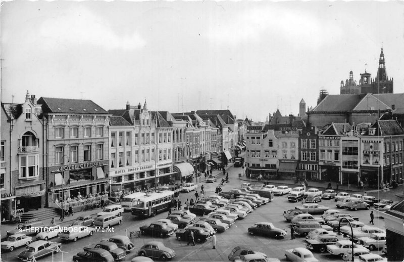 Lot120  real photo netherlands s hertogenbosch markt car bus hotel central