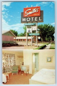 1960 Sioux Falls South Dakota SD Vintage Postcard Smith's Uptown Motel Dual View