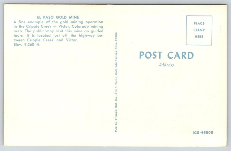Cripple Creek District Colorado~El Paso Gold Mining Operation~1950s Postcard