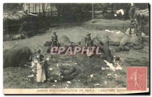 Old Postcard Paris Garden D Acclimatization of Paris Caravan Indian Elephants