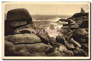 Old Postcard Ploumanch The Lighthouse Rocks