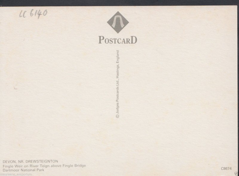 Devon Postcard - Fingle Weir on River Teign Above Fingle Bridge   LC6140 