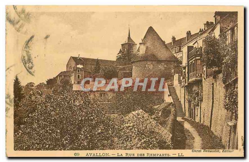 Old Postcard Avallon La Rue des Remparts
