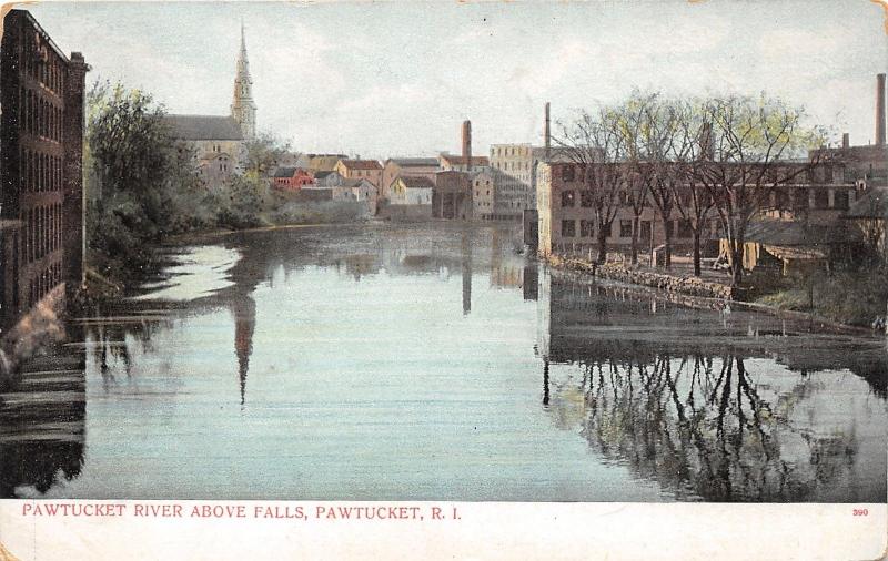 Pawtucket Rhode Island~Pawtucket River Above Falls~Buildings Reflected~c1905 Pc