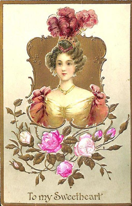 To My Sweetheart Gems in Miniature Beautiful Raised Raphael Tuck Postcard