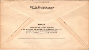 Hotel Cumberland NYC vintage stationery envelope cachet