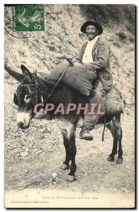 Old Postcard Folklore Pyrenees mountain type on his Donkey Mule TOP