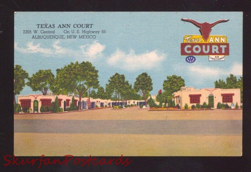 ALBUQUERQUE NEW MEXICO ROUTE 66 TEXAS ANN COURT MOTEL AAA VINTAGE POSTCARD