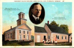 Vermont Plymouth President Calvin Coolidge School and Church Where He Attende...