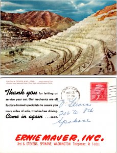 Bingham Copper Mine open pit Utah Postcard Ernie Mauer Auto Spokane WA