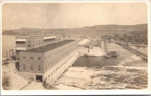 Real Photo Postcard Power House at the Dam Wisconsin~134755