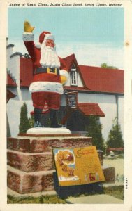 Indiana Santa Claus Statue of Santa Claus Teich Postcard 22-7833