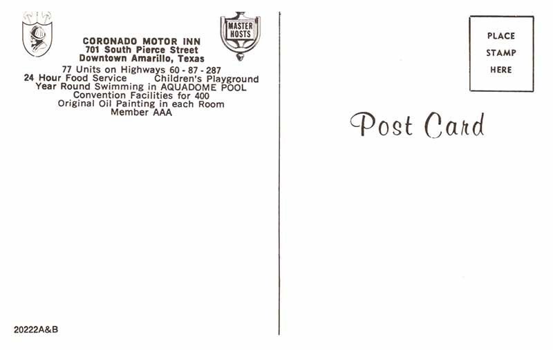Postcard HOTEL SCENE Amarillo Texas TX AS3504