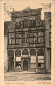 Middelburg Netherlands Stone Rock Building Butcher Shop Vintage Postcard