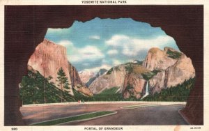 Vintage Postcard 1939 Yosemite National Park Valley Portal Of Grandeur