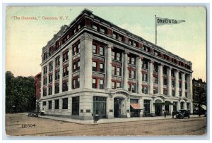 1915 The Oneonta Building Car Street View Oneonta New York NY Vintage Postcard