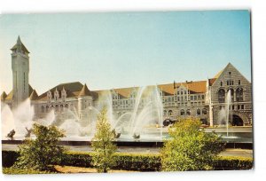 St Louis Missouri MO Vintage Postcard Railroad Train Union Station Fountain