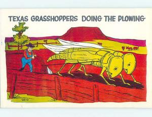 Pre-1980 comic EXAGGERATION - TEXAS GRASSHOPPERS SO LARGE THEY WORK FARM HJ2100