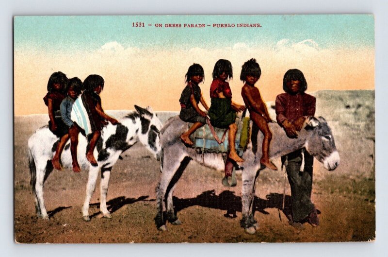 Postcard Pueblo Native American Indian Dress Parade 1910s Unposted Divided Back