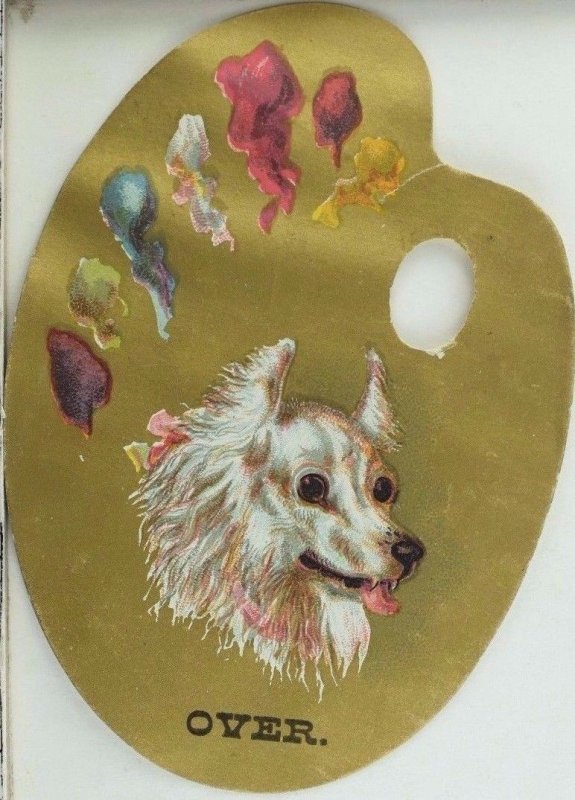 Die-Cut Painter's Palette H.A Prentice Watches Jewelry White Fluffy Dog P43