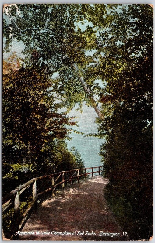 1908 Approach to Lake Champlain at Red Rocks Burlington Vermont Posted Postcard