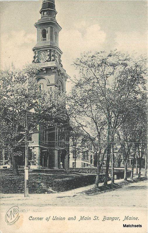 Circa 1905 Corner Union Main Street BANGOR, MAINE Metropolitian postcard 6252