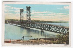 Carlton Bridge Kennebec River Bath Maine 1930 postcard
