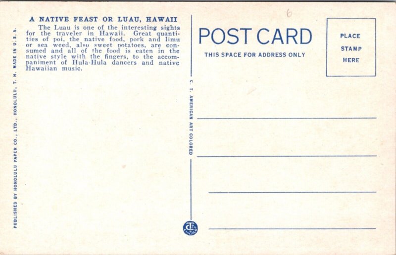 Postcard Native Feast or Luau, Hawaii