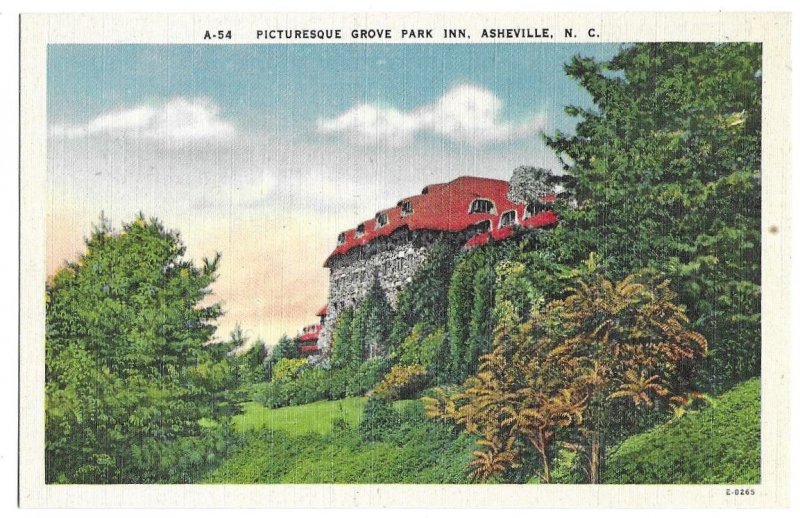 Picturesque Grove Park Inn, Asheville, North Carolina unused linen postcard