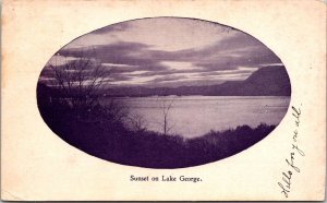 Sunset on Lake George, NY Undivided Back c1905 Vintage Postcard Q61