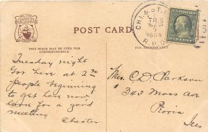 Springfiled Illinois 1909 Postcard Abraham Lincoln's Old Home RPO Cancel