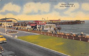Long Branch New Jersey Ocean Avenue, Coca Cola Sign, Color Linen Postcard U8415