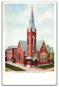 c1905s First Baptist Church Exterior Roadside Waterbury Connecticut CT Postcard