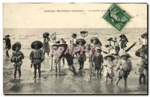 Postcard Old Colony School Marittime The rising Maree Children's fishing